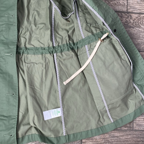 J Crew Classic Field Jacket Corduroy Trim Light Green Utility Coated Coat SMALL - Picture 8 of 11